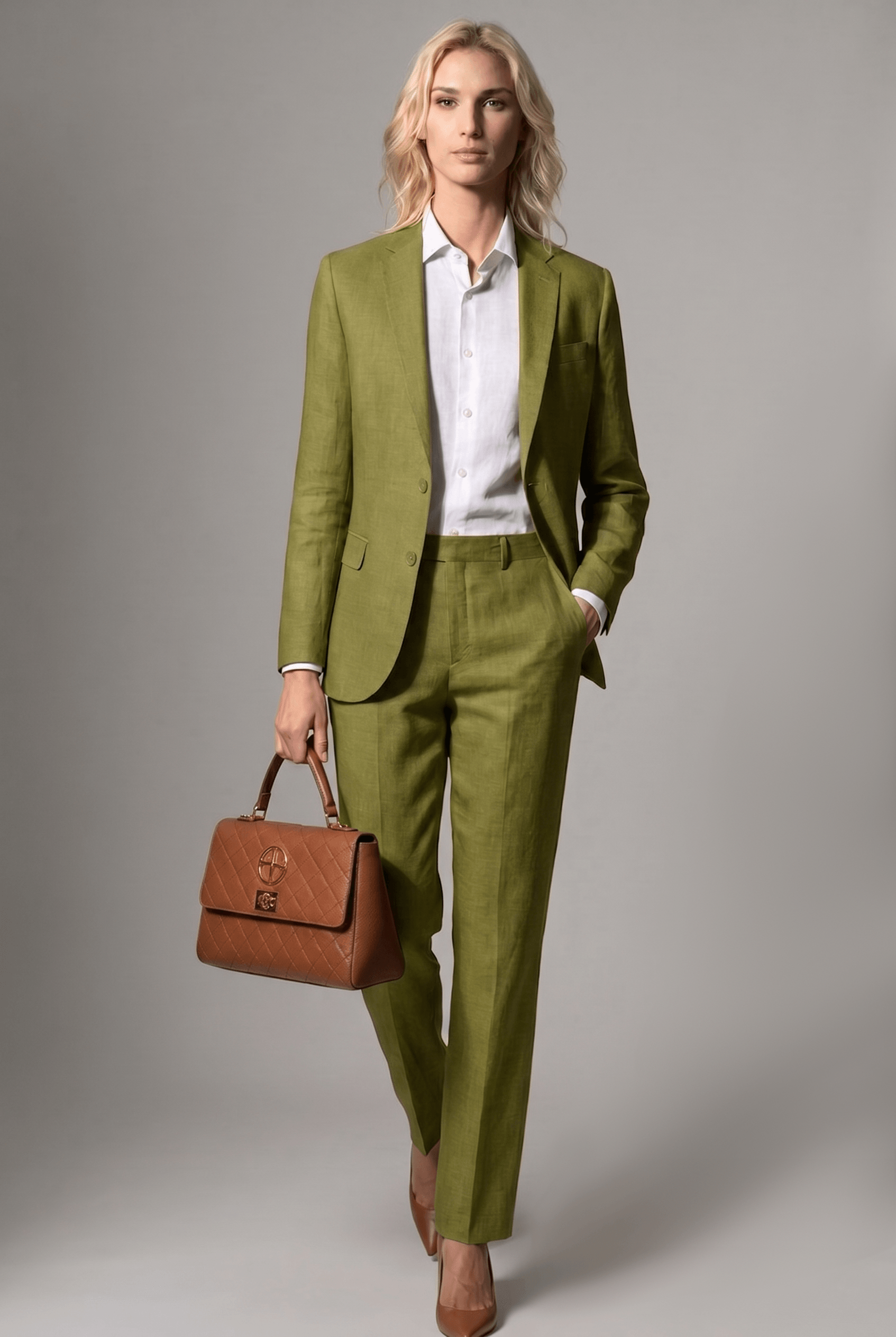 Olive Linen Suit