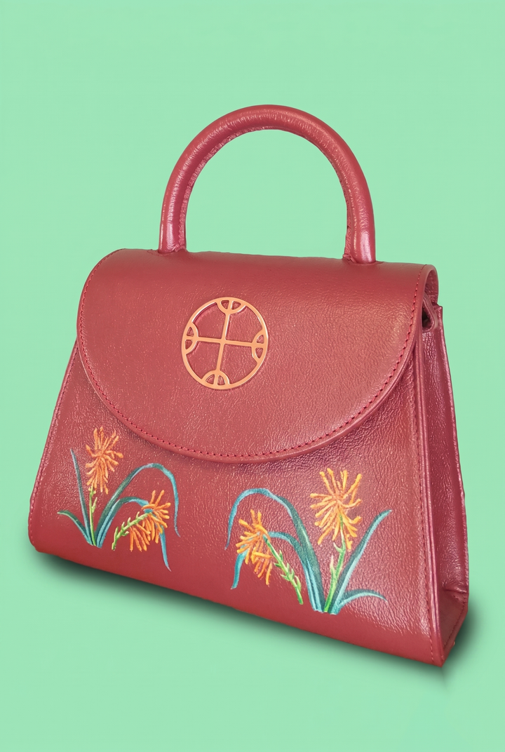 RED LEATHER BAG B