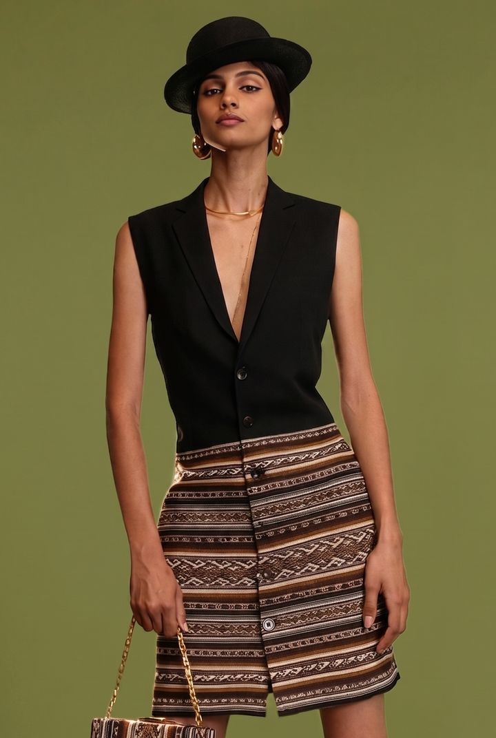 ALPACA WOOL SWEATER & HAND LOOM WOOL MINI SKIRT B