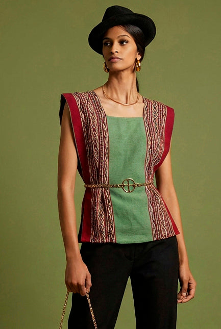 WOOL LOOM MICRO PONCHO & SUPER 120 WOOL TROUSERS B