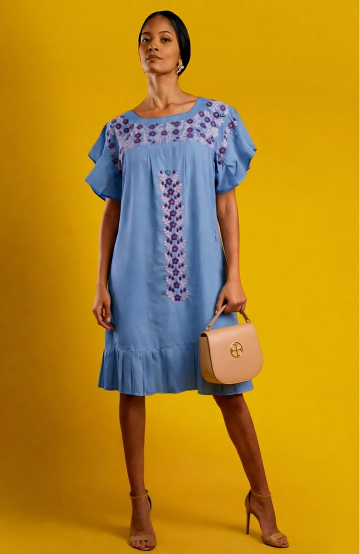 Embroidered Light Blue Dress A