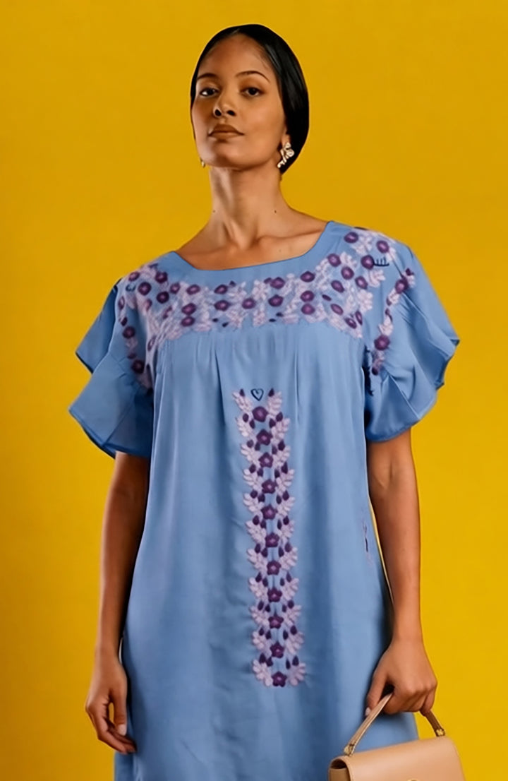 Embroidered Light Blue Dress B
