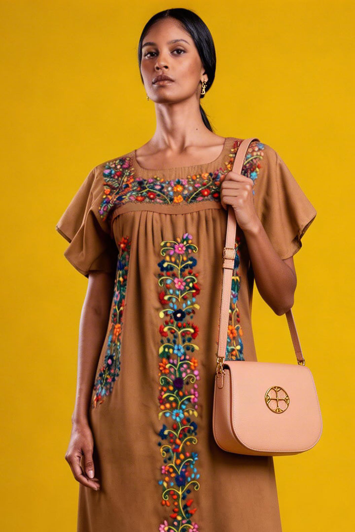 Embroidered Brown Dress B